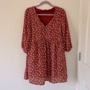 AUW red floral dress